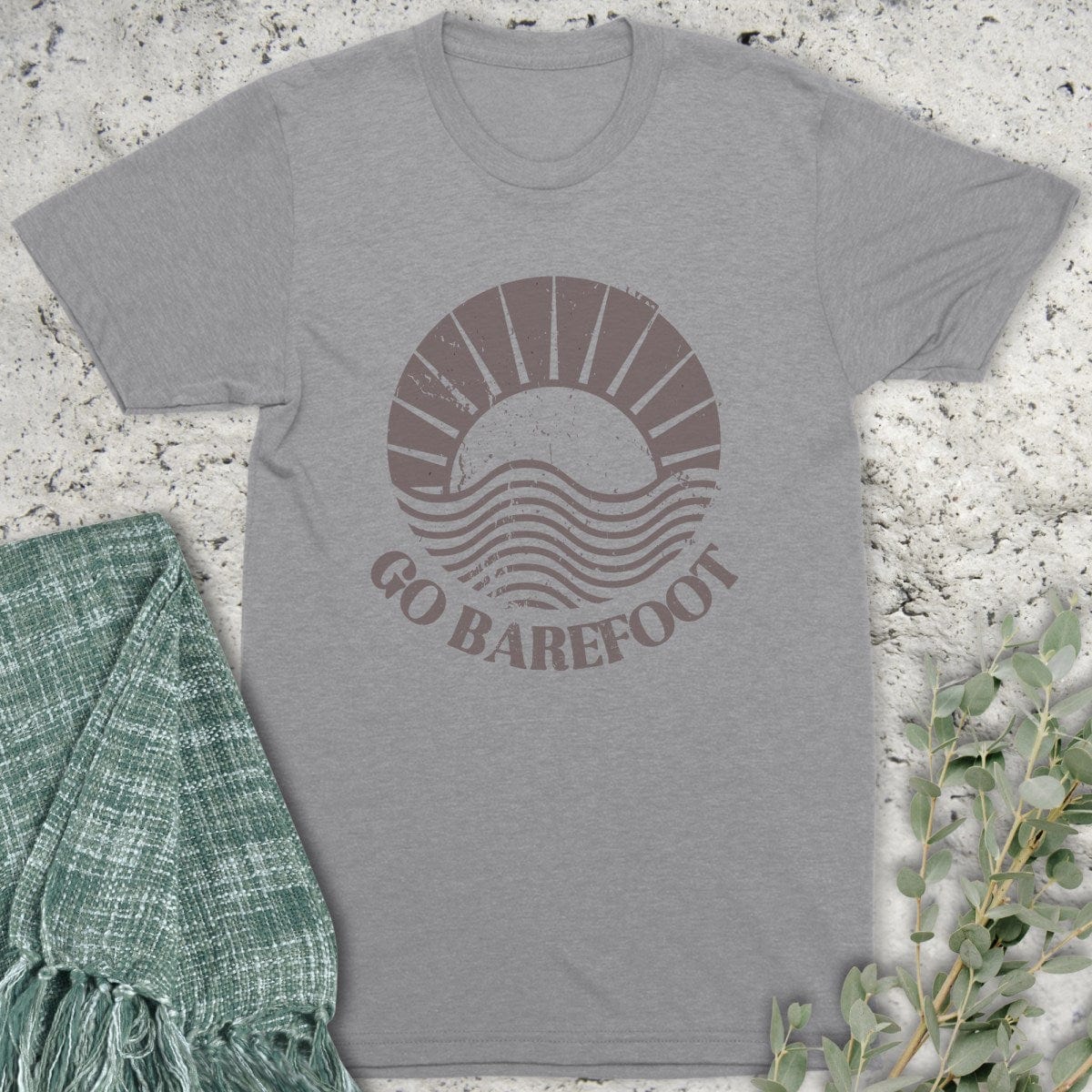 Stepping Green T-Shirt Go Barefoot T-Shirt