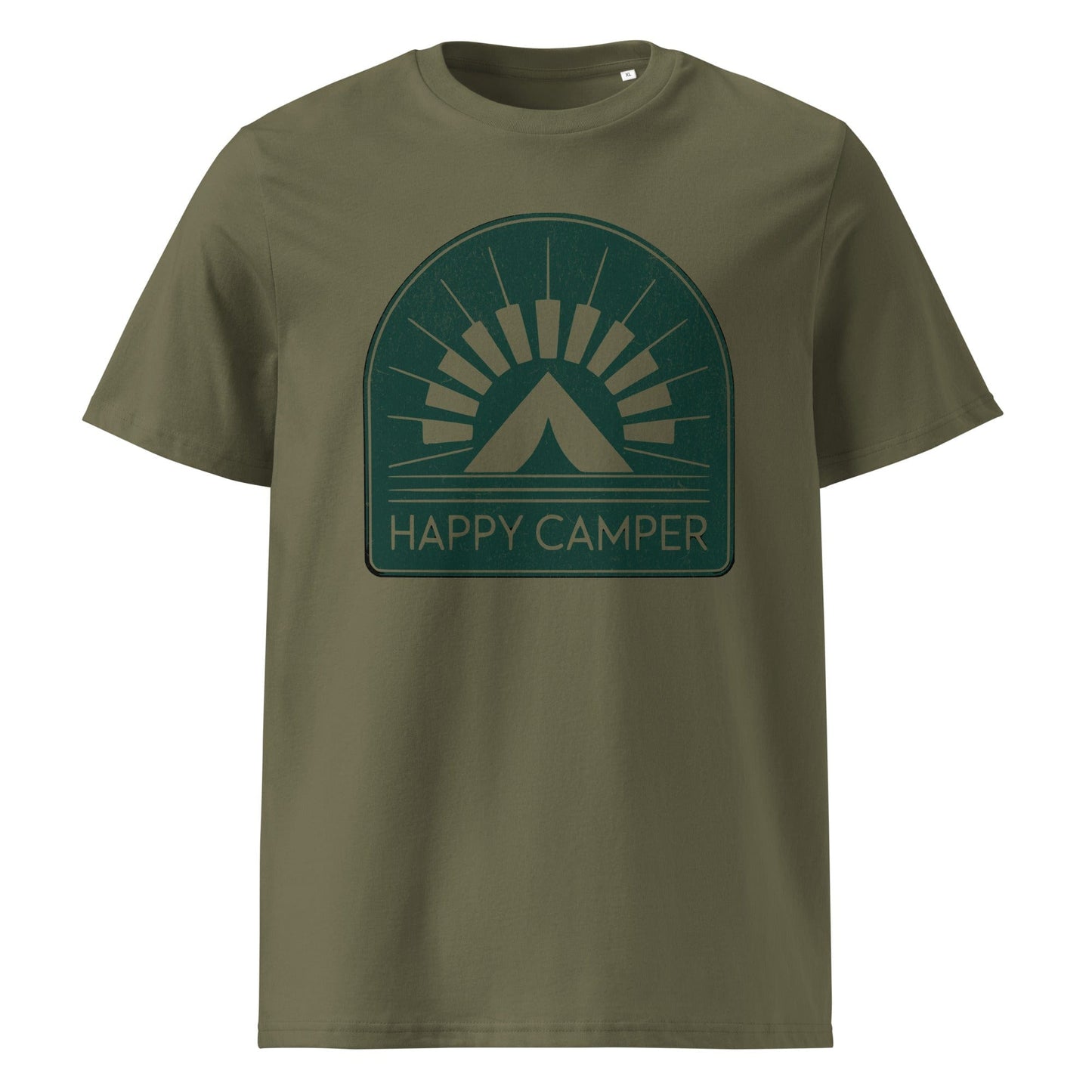 Stepping Green T-Shirt Happy Camper Badge T-Shirt