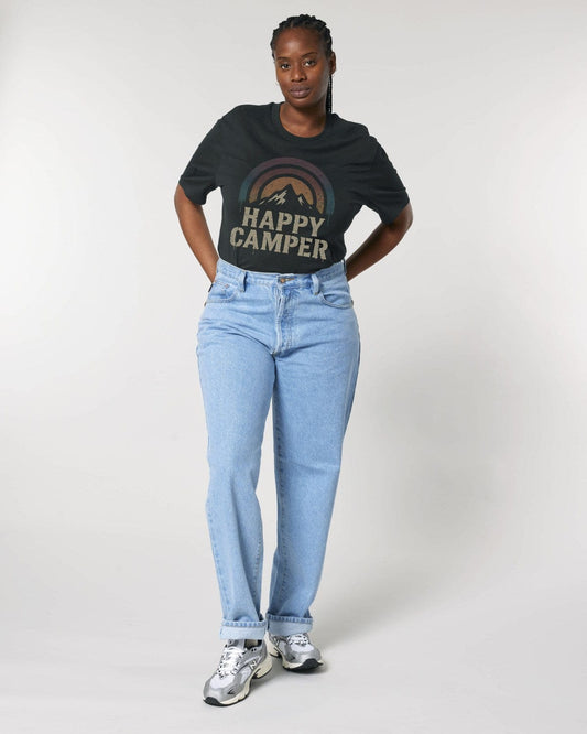 Stepping Green T-Shirt Happy Camper Rainbow T-Shirt