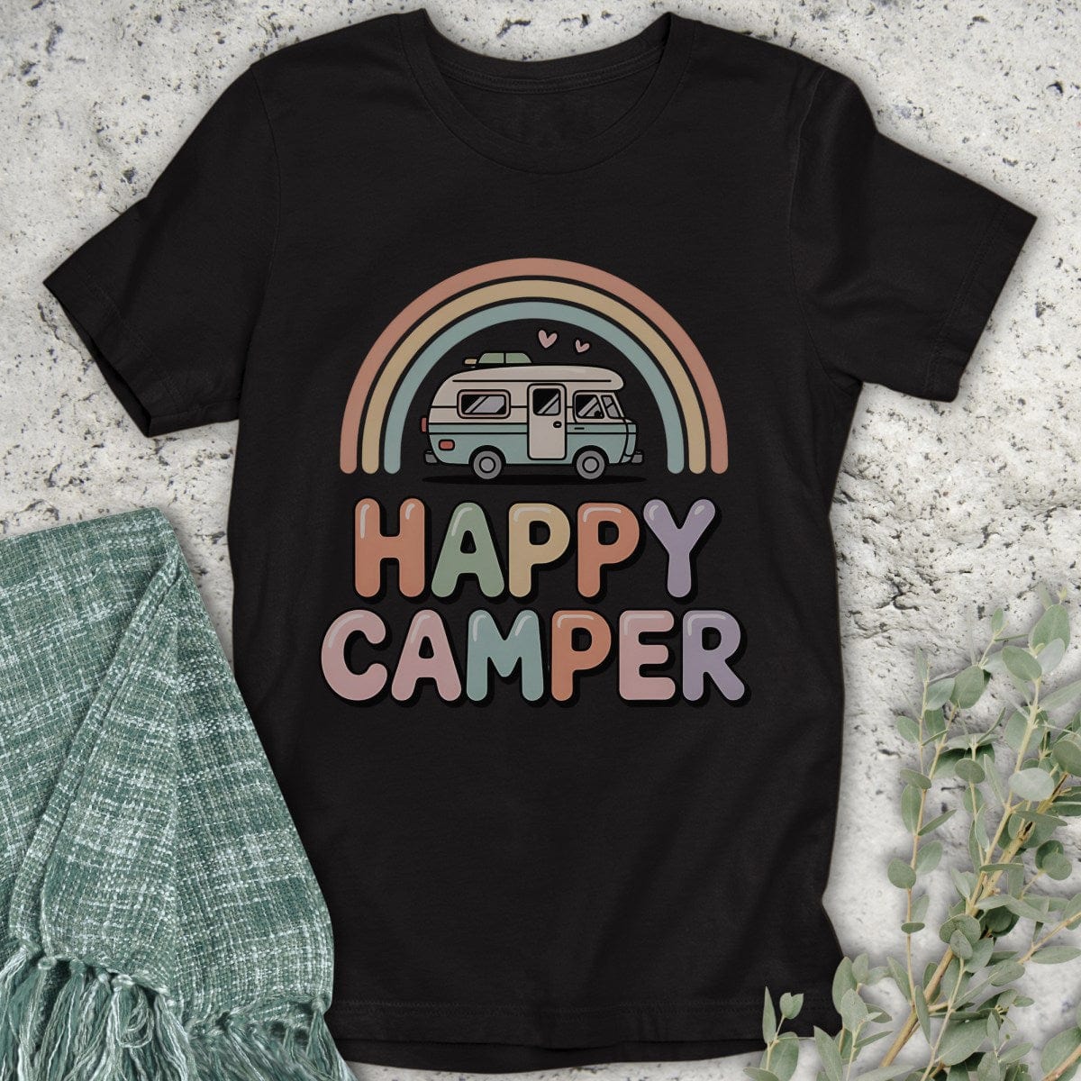 Stepping Green T-Shirt Happy Camper RV T-Shirt