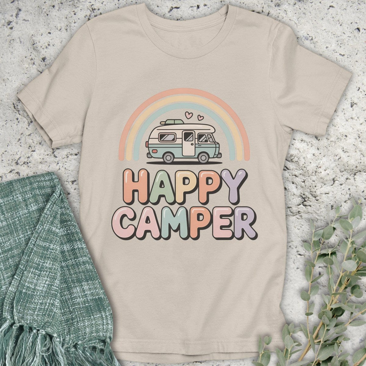 Stepping Green T-Shirt Happy Camper RV T-Shirt