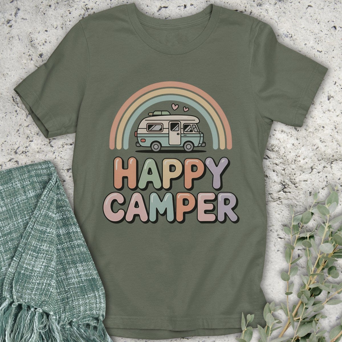 Stepping Green T-Shirt Happy Camper RV T-Shirt