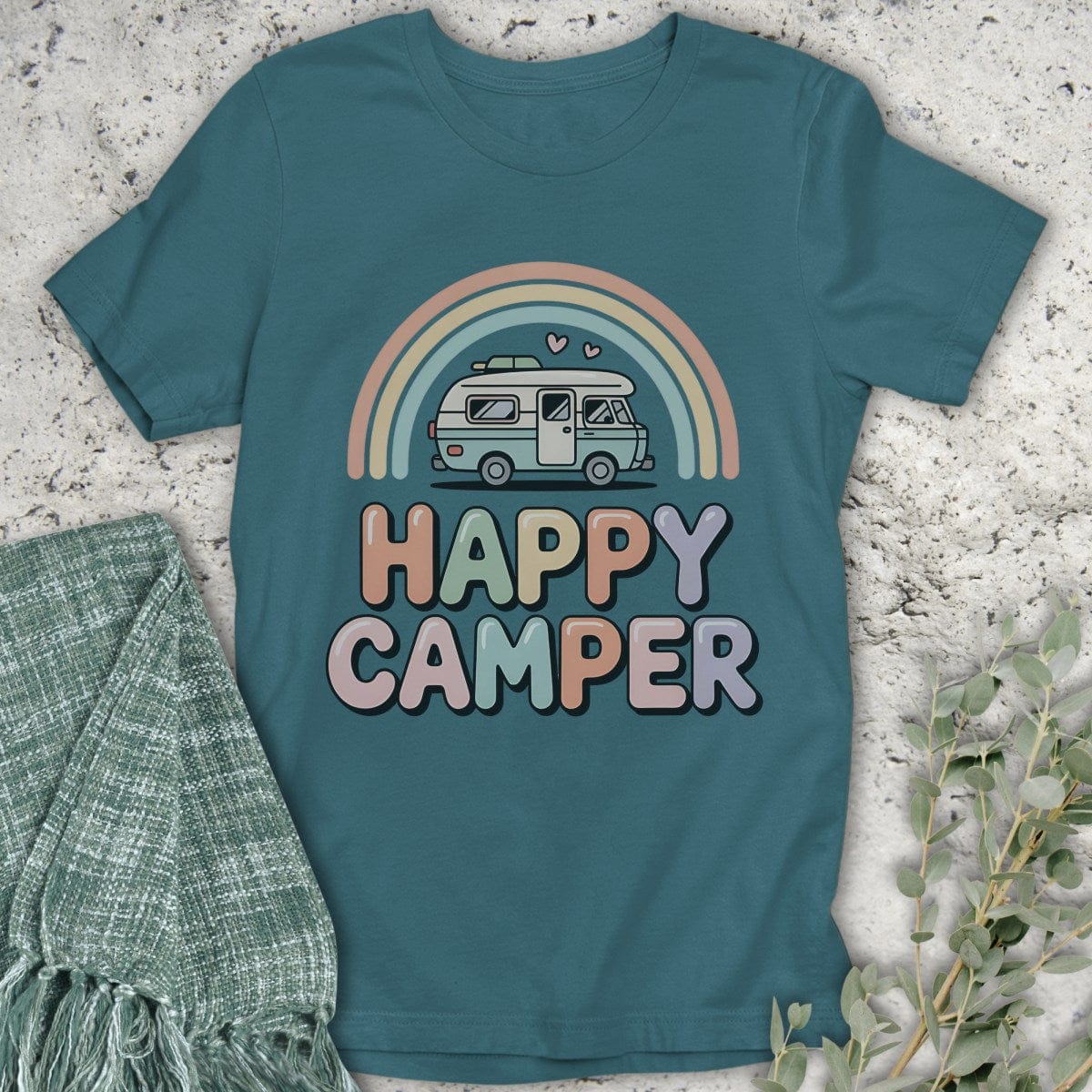 Stepping Green T-Shirt Happy Camper RV T-Shirt