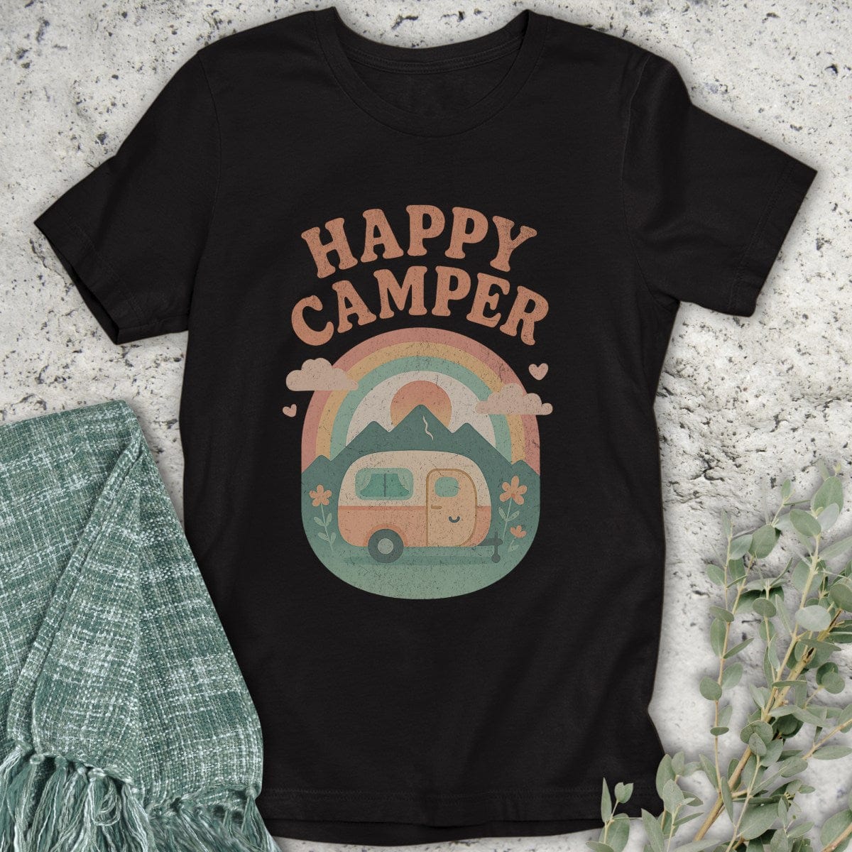 Stepping Green T-Shirt Happy Camper T-Shirt