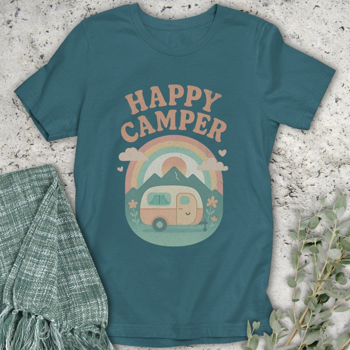 Stepping Green T-Shirt Happy Camper T-Shirt