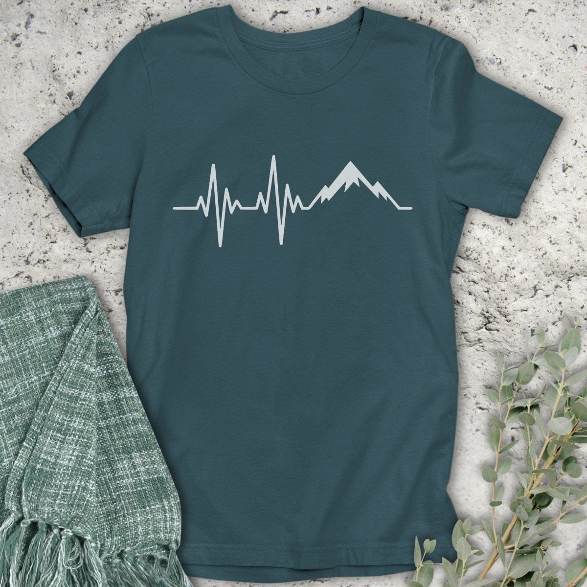 Stepping Green T-Shirt Heartbeat Mountain Organic T-Shirt