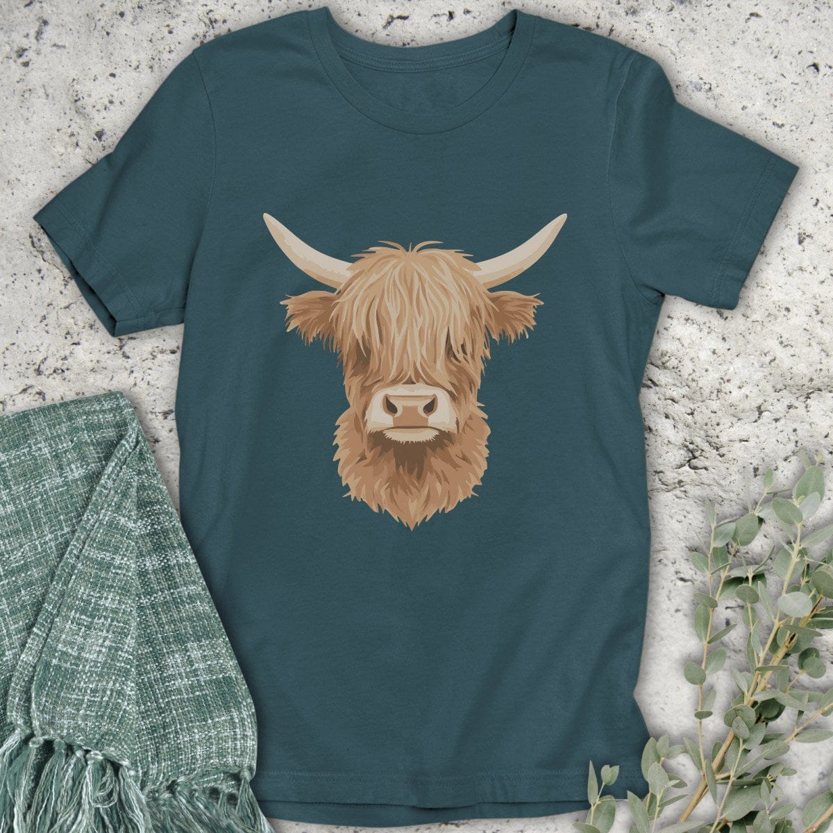 Stepping Green T-Shirt Highland Cow Organic T-Shirt