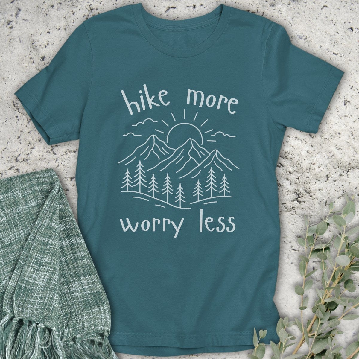 Stepping Green T-Shirt Hike More Worry Less T-Shirt