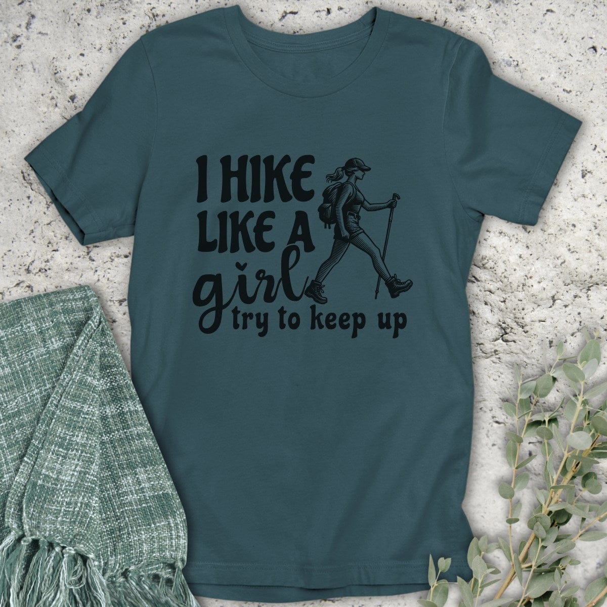 Stepping Green T-Shirt Keep Up Girl Hiker Organic T-Shirt