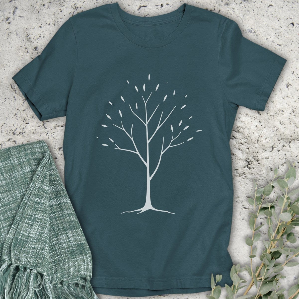 Stepping Green T-Shirt Minimalist Tree Organic T-Shirt