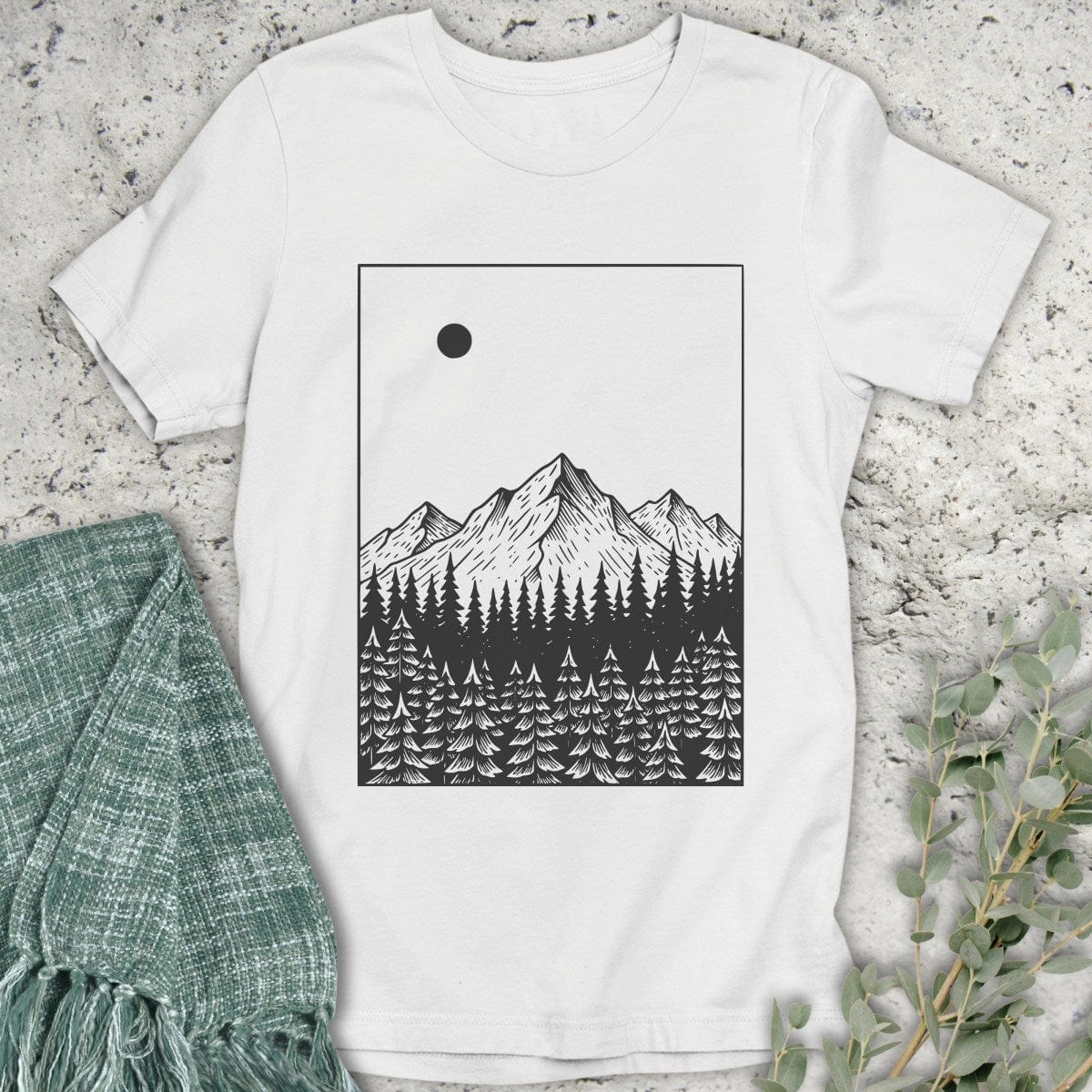 Stepping Green T-Shirt Mountain Moon T-Shirt