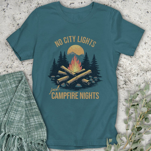 Stepping Green T-Shirt No City Lights Campfire T-Shirt