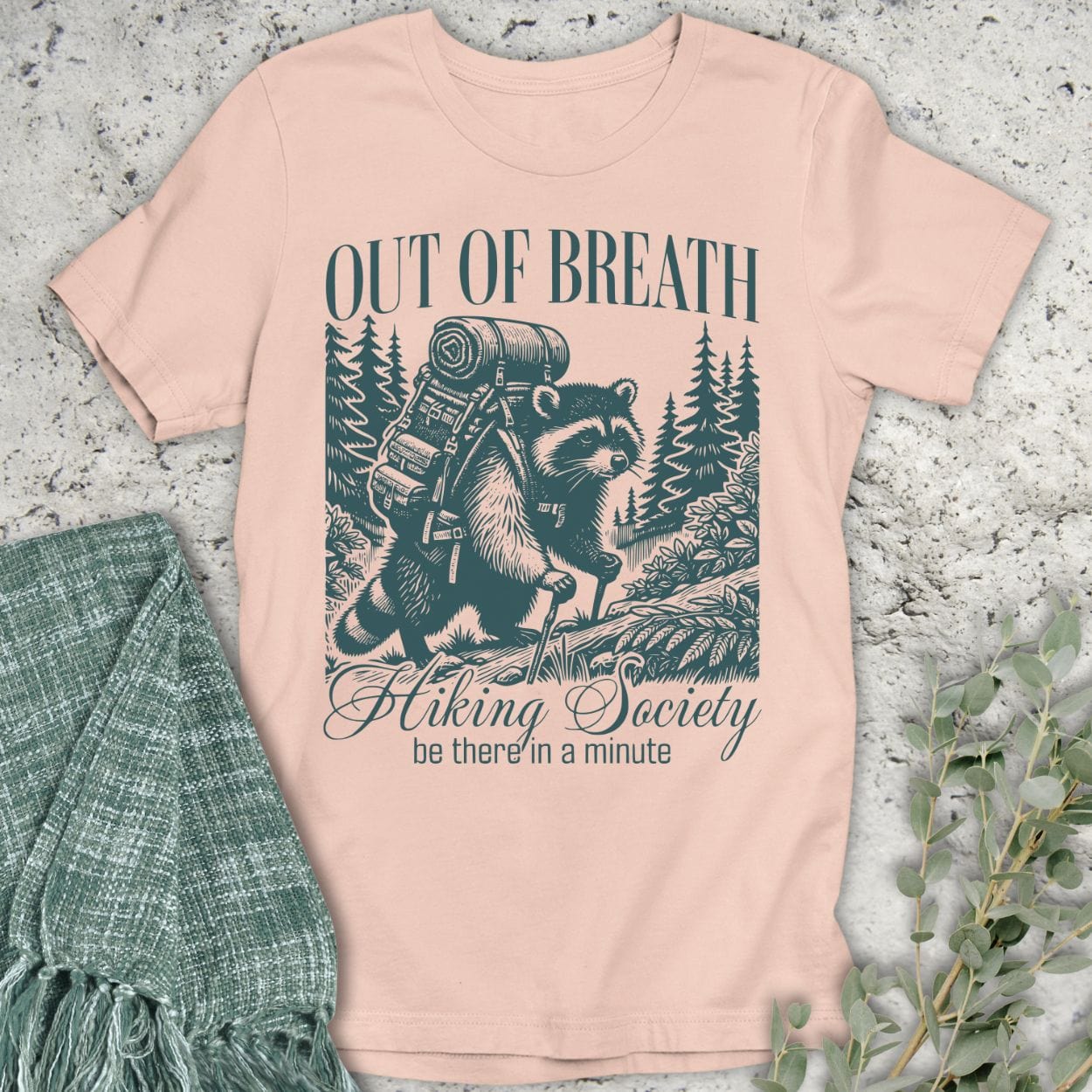 Stepping Green T-Shirt Out of Breath Racoon T-Shirt
