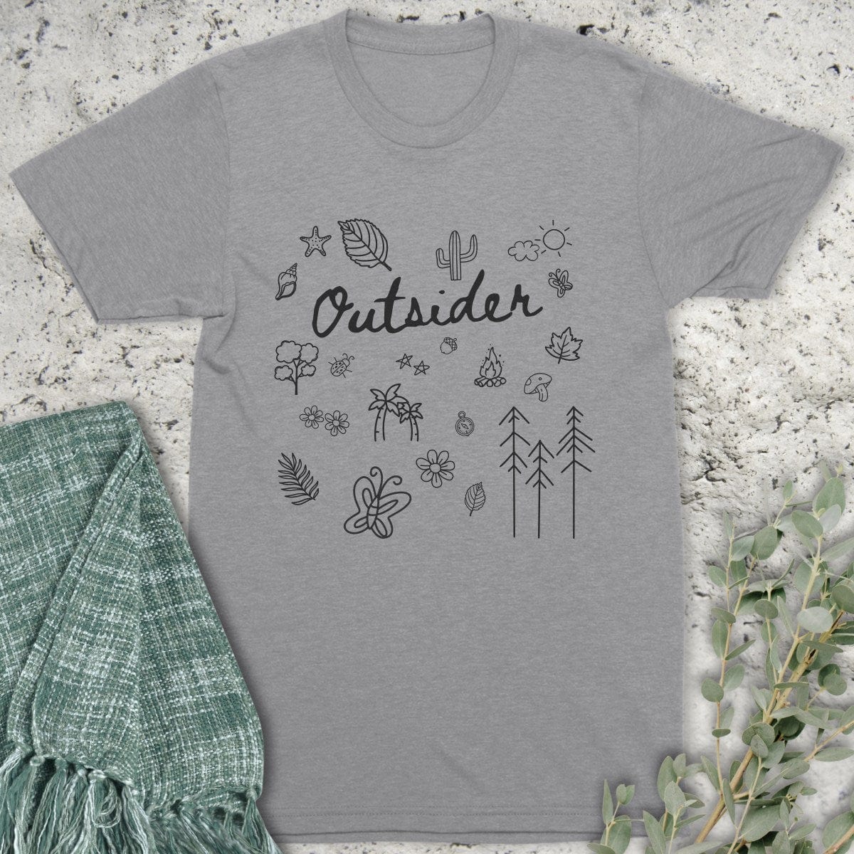 Stepping Green T-Shirt Outsider Doodle T-Shirt