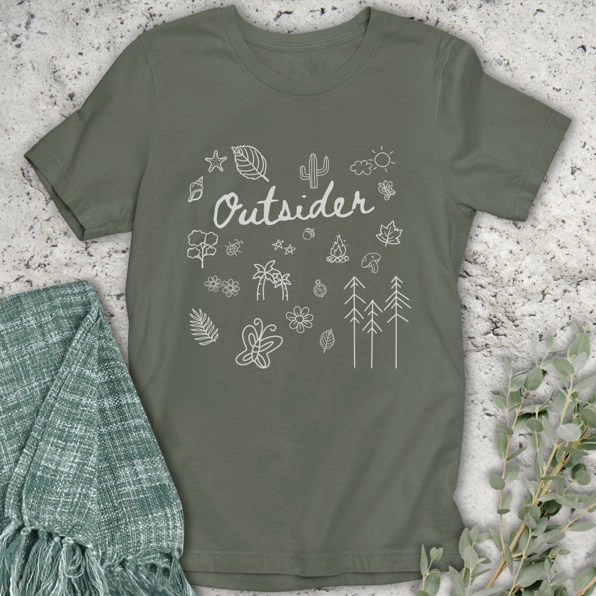 Stepping Green T-Shirt Outsider Doodle T-Shirt