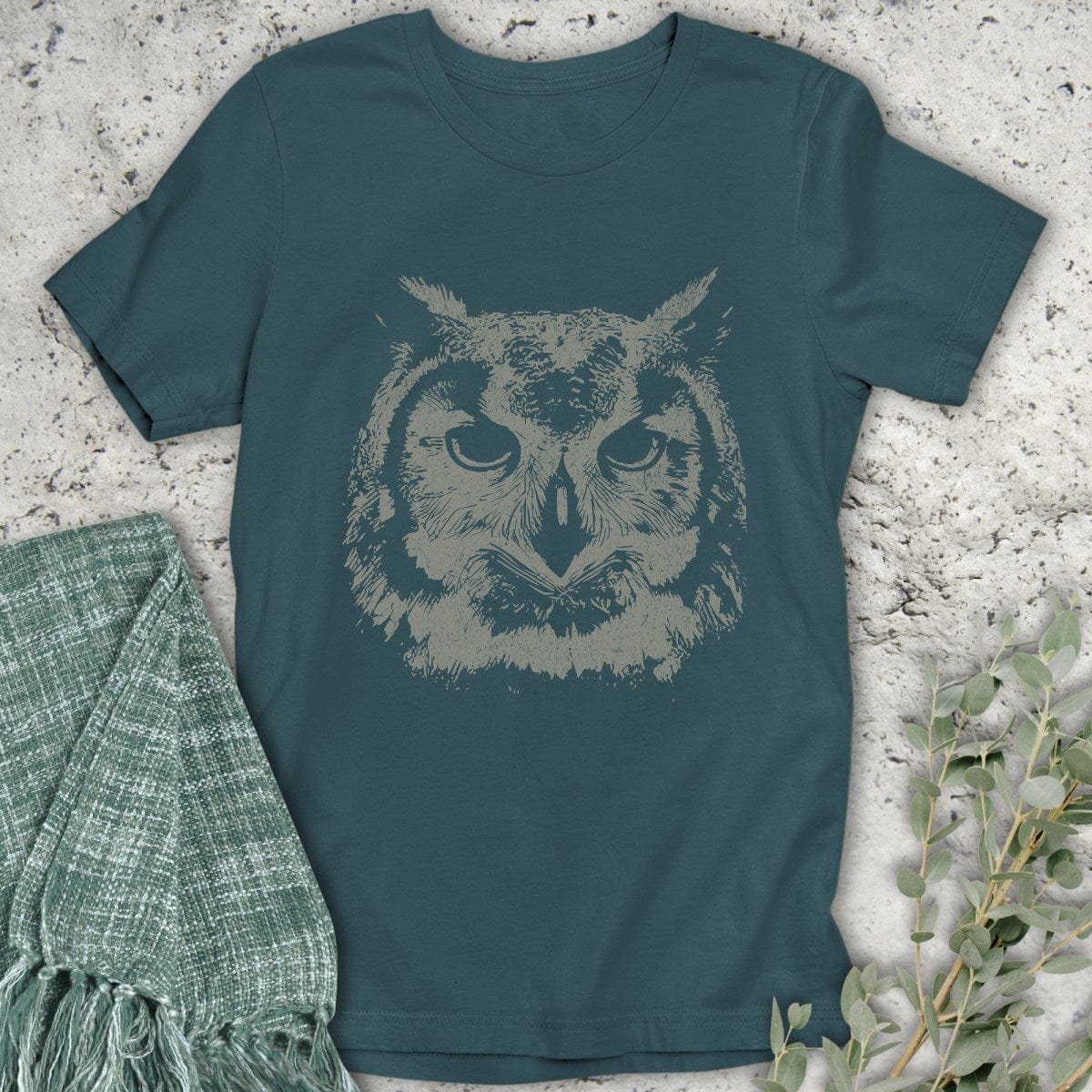 Stepping Green T-Shirt Owl Head T-Shirt