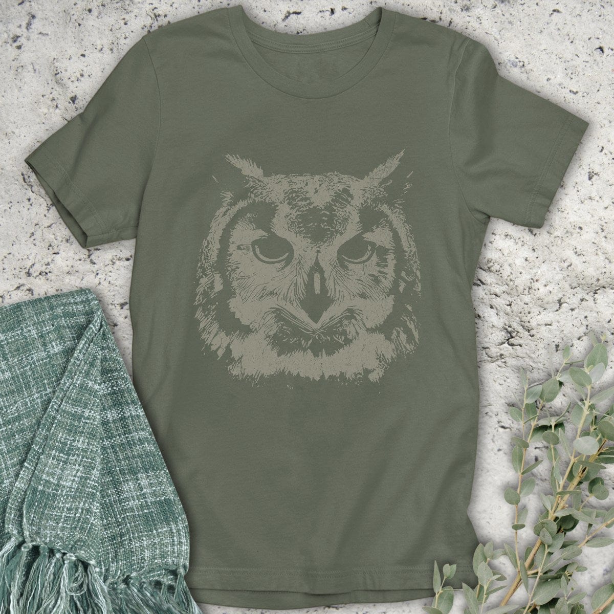 Stepping Green T-Shirt Owl Head T-Shirt