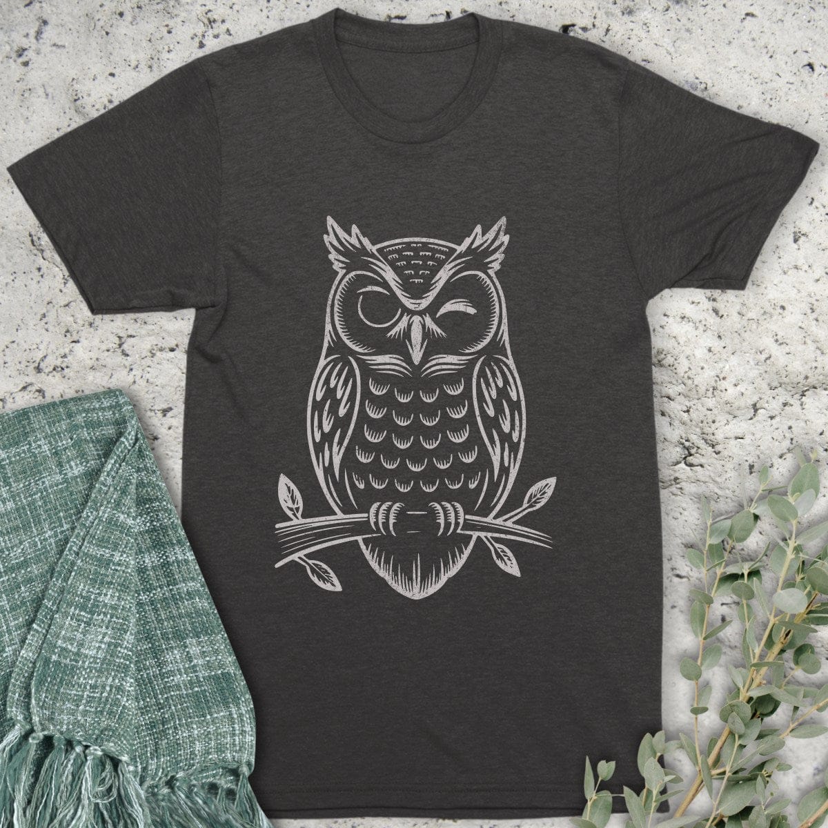 Stepping Green T-Shirt Owl Wink Organic T-Shirt