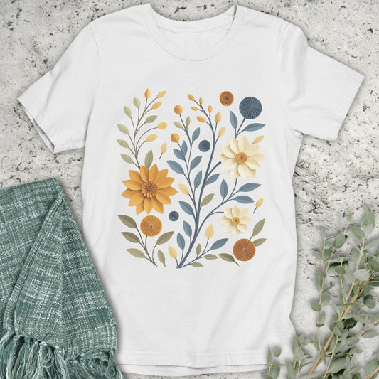 Stepping Green T-Shirt Paper Cut Floral T-Shirt