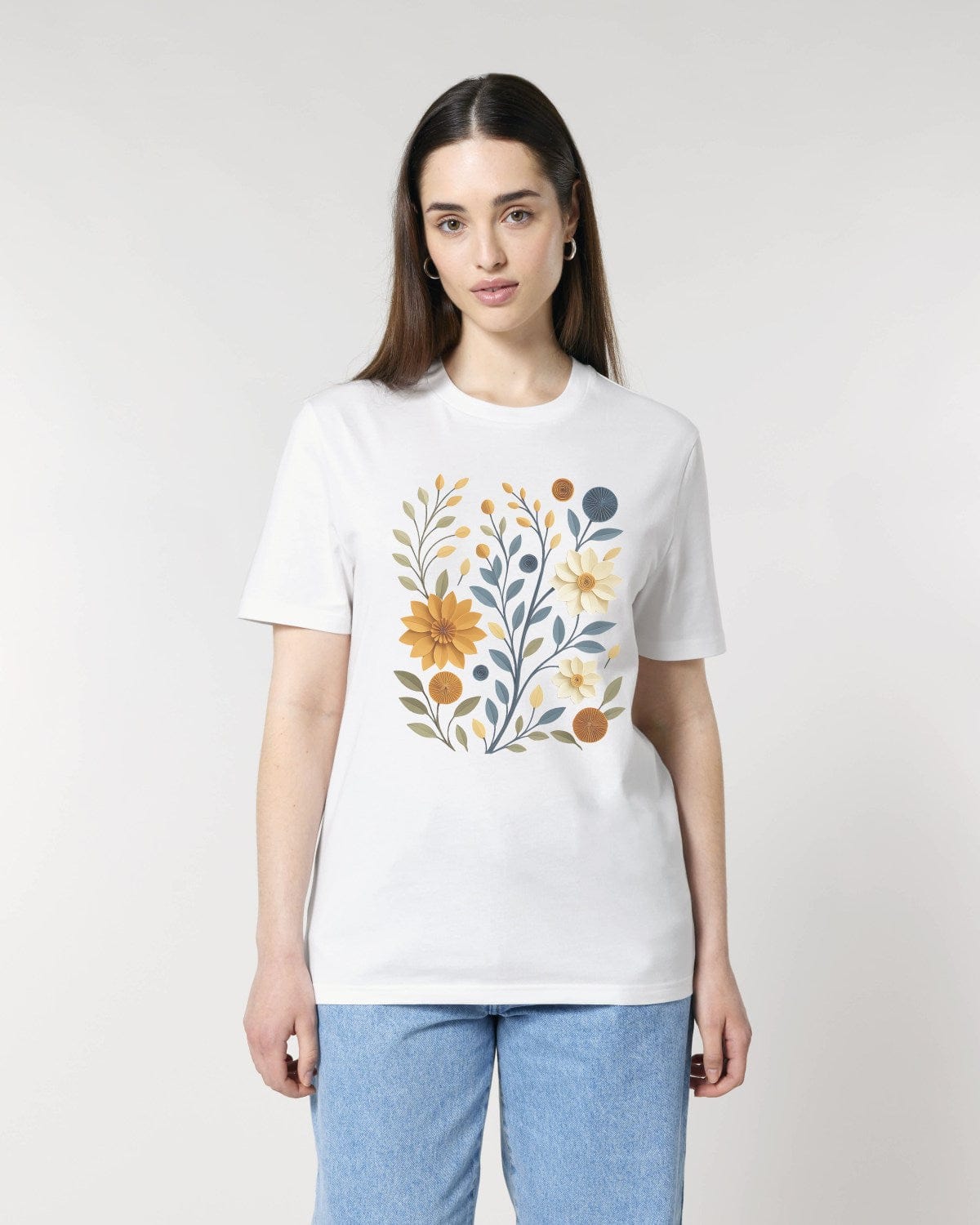 Stepping Green T-Shirt Paper Cut Floral T-Shirt