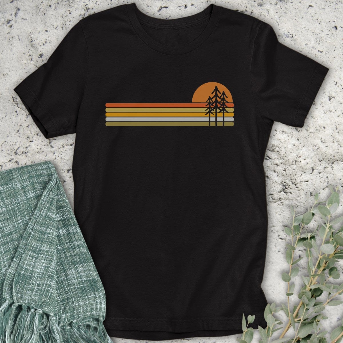 Stepping Green T-Shirt Pine Tree Sunset T-Shirt