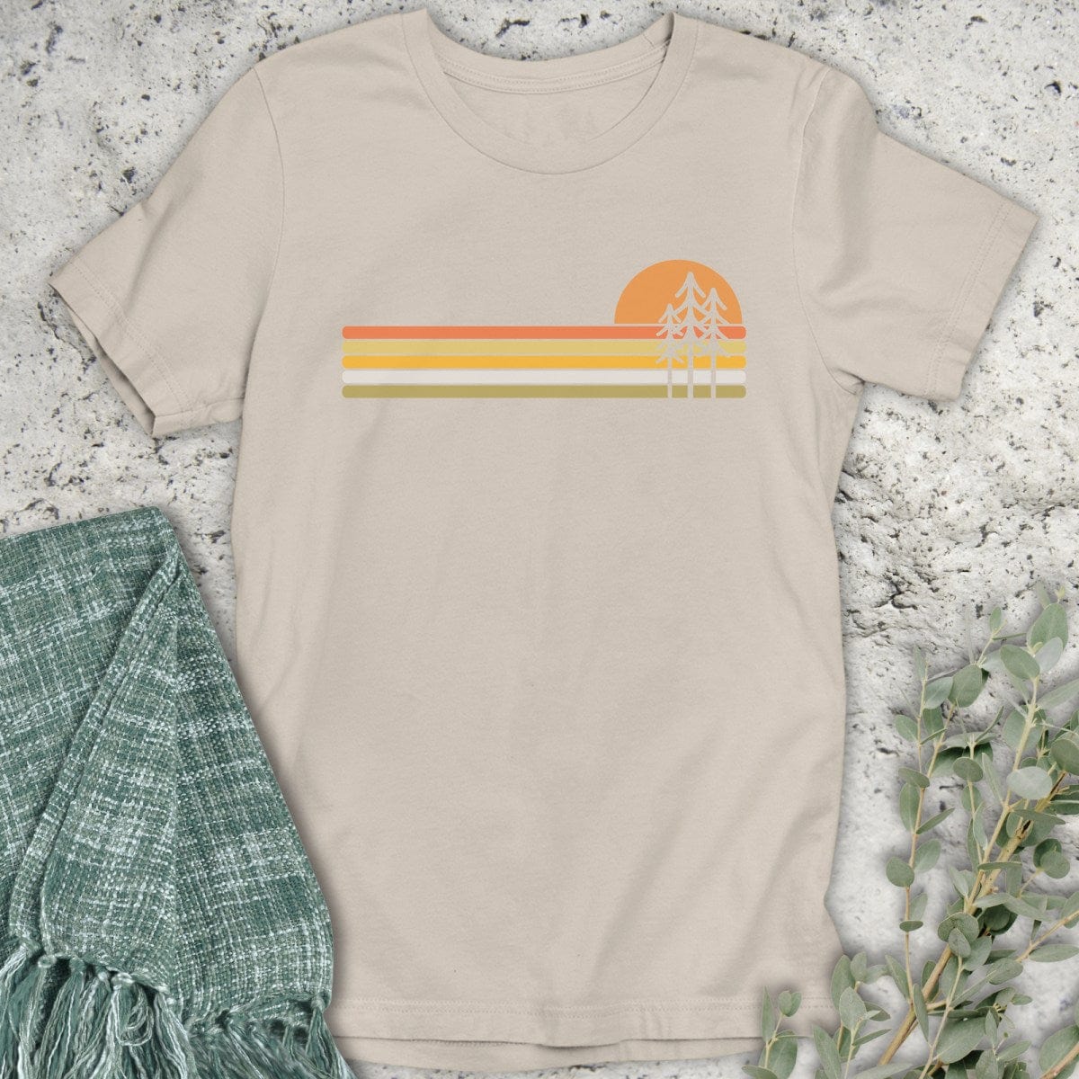 Stepping Green T-Shirt Pine Tree Sunset T-Shirt
