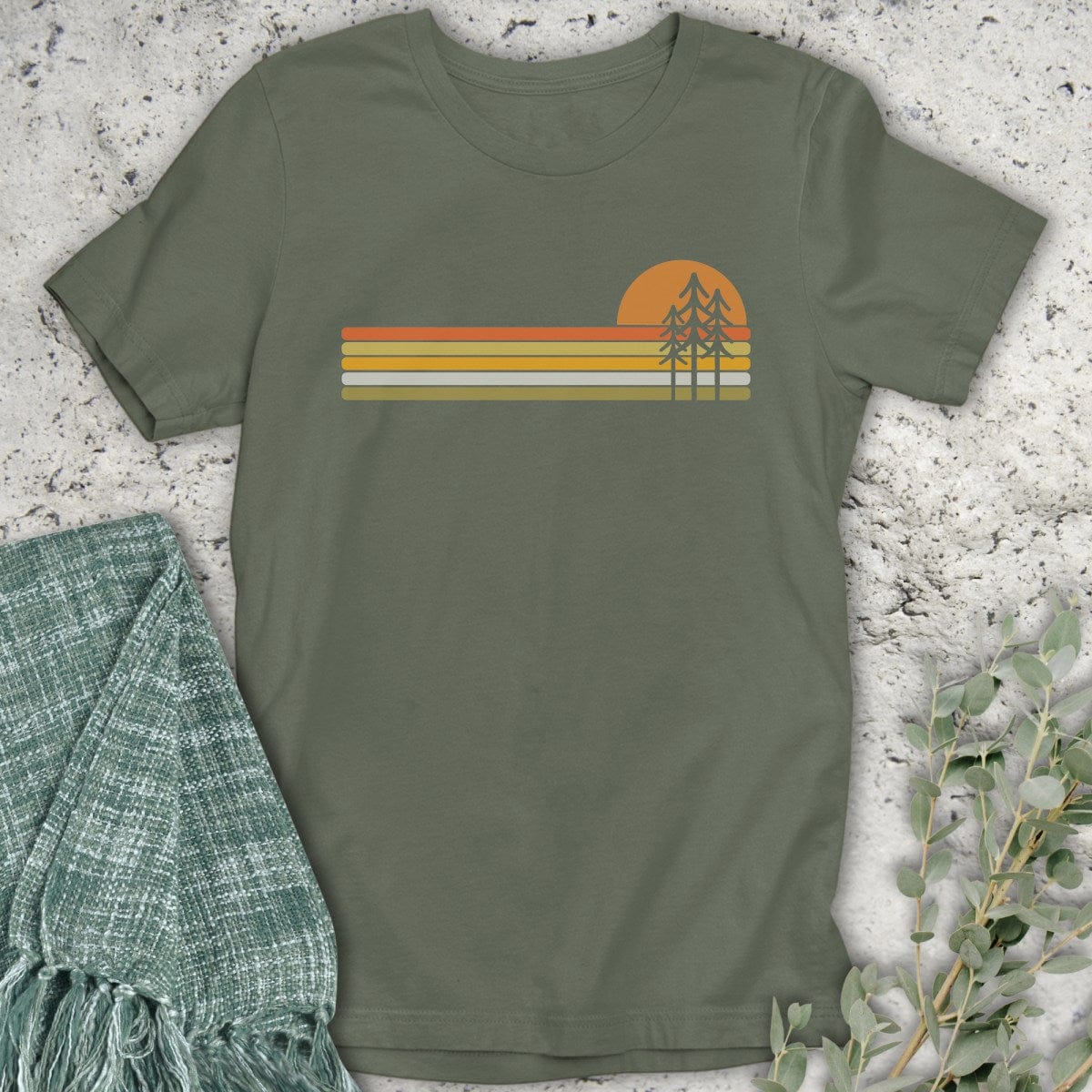 Stepping Green T-Shirt Pine Tree Sunset T-Shirt