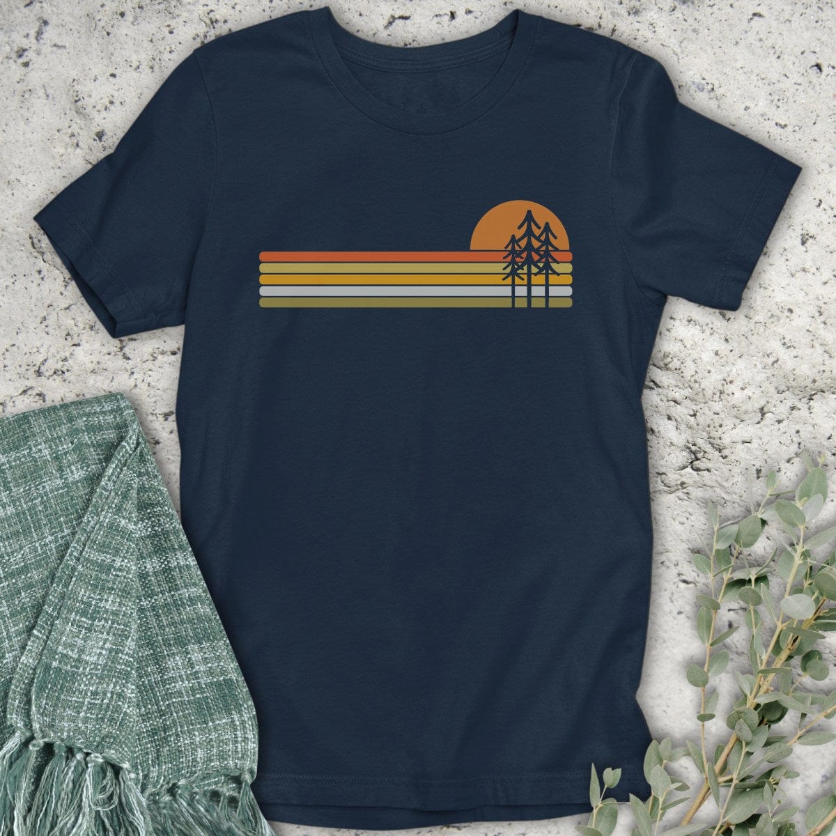 Stepping Green T-Shirt Pine Tree Sunset T-Shirt