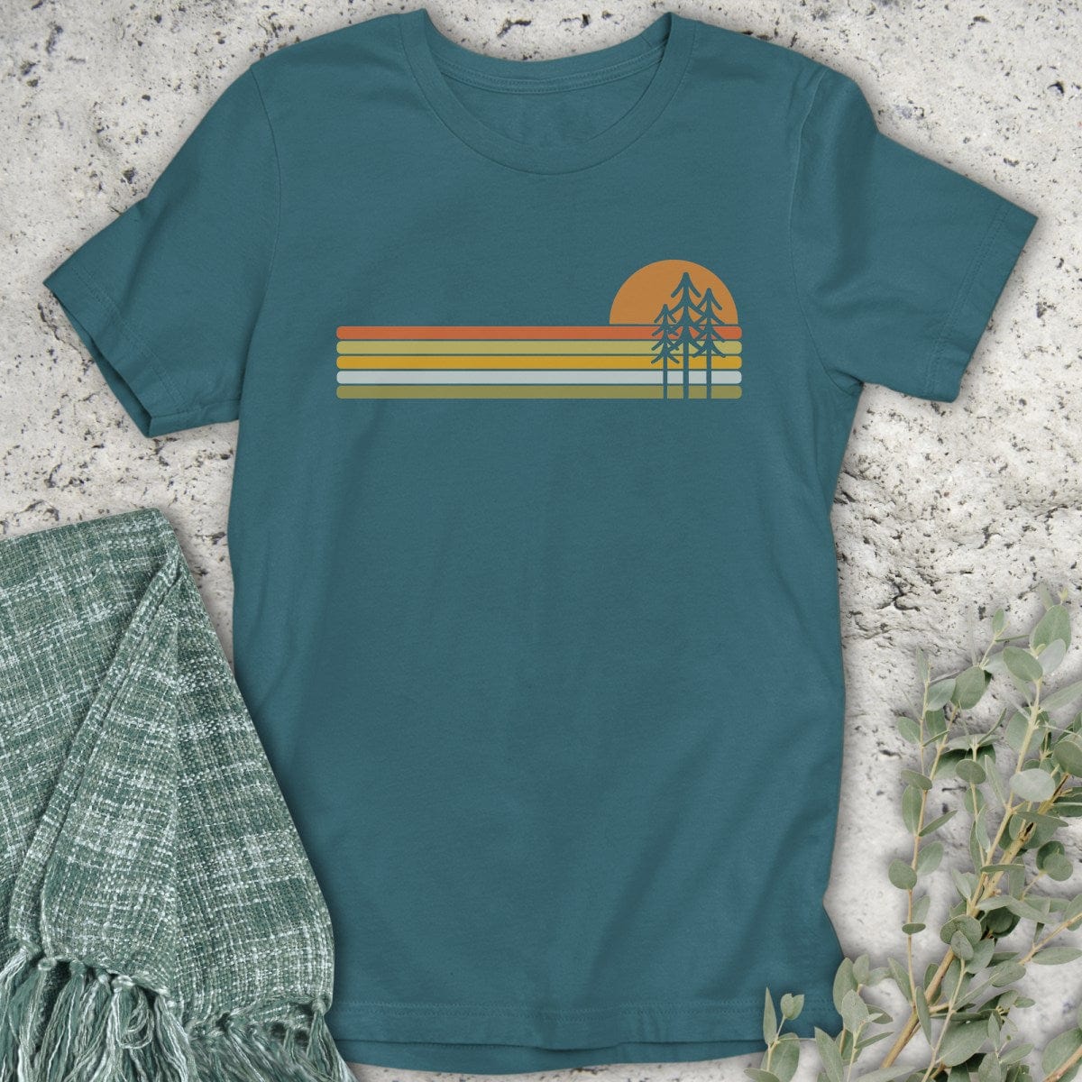 Stepping Green T-Shirt Pine Tree Sunset T-Shirt