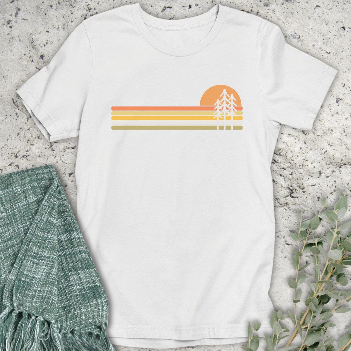 Stepping Green T-Shirt Pine Tree Sunset T-Shirt