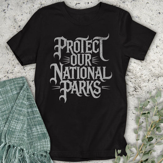 Stepping Green T-Shirt Protect Parks Gothic Text T-Shirt