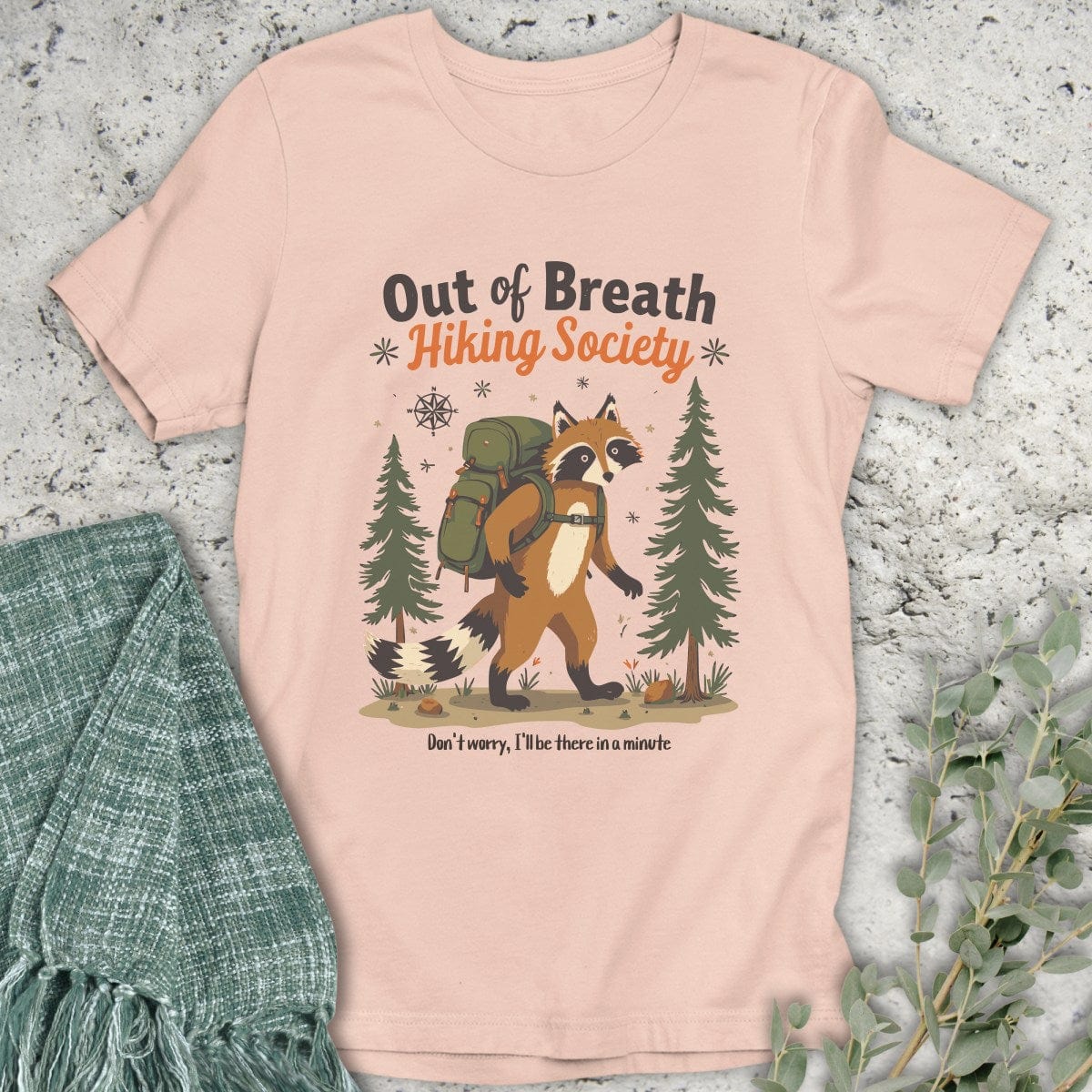 Stepping Green T-Shirt Racoon Hiking Society T-Shirt