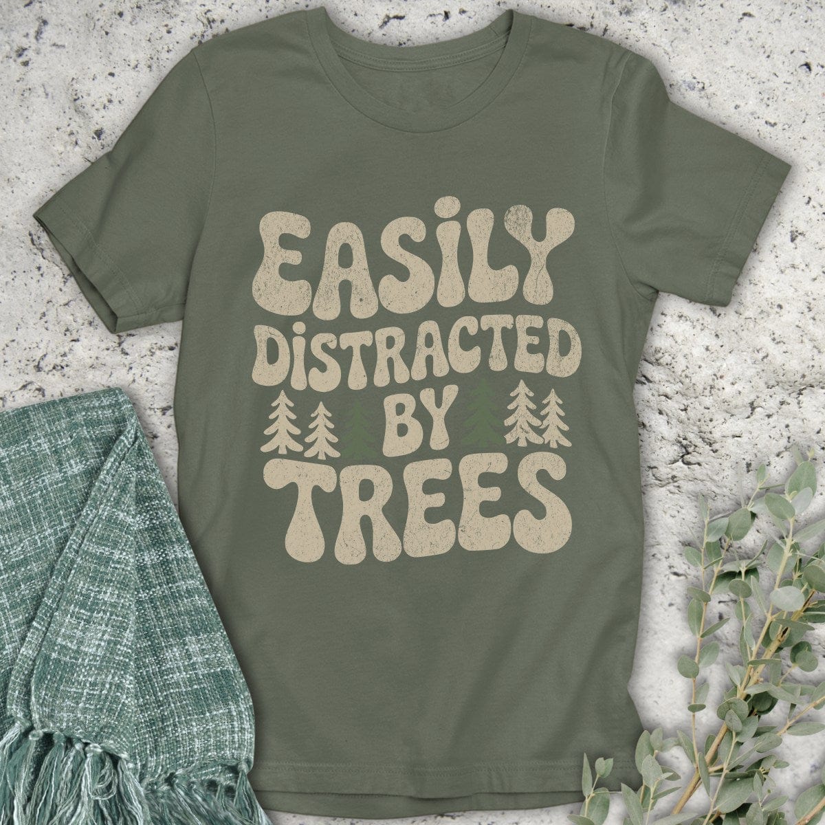Stepping Green T-Shirt Retro Tree Distraction T-Shirt