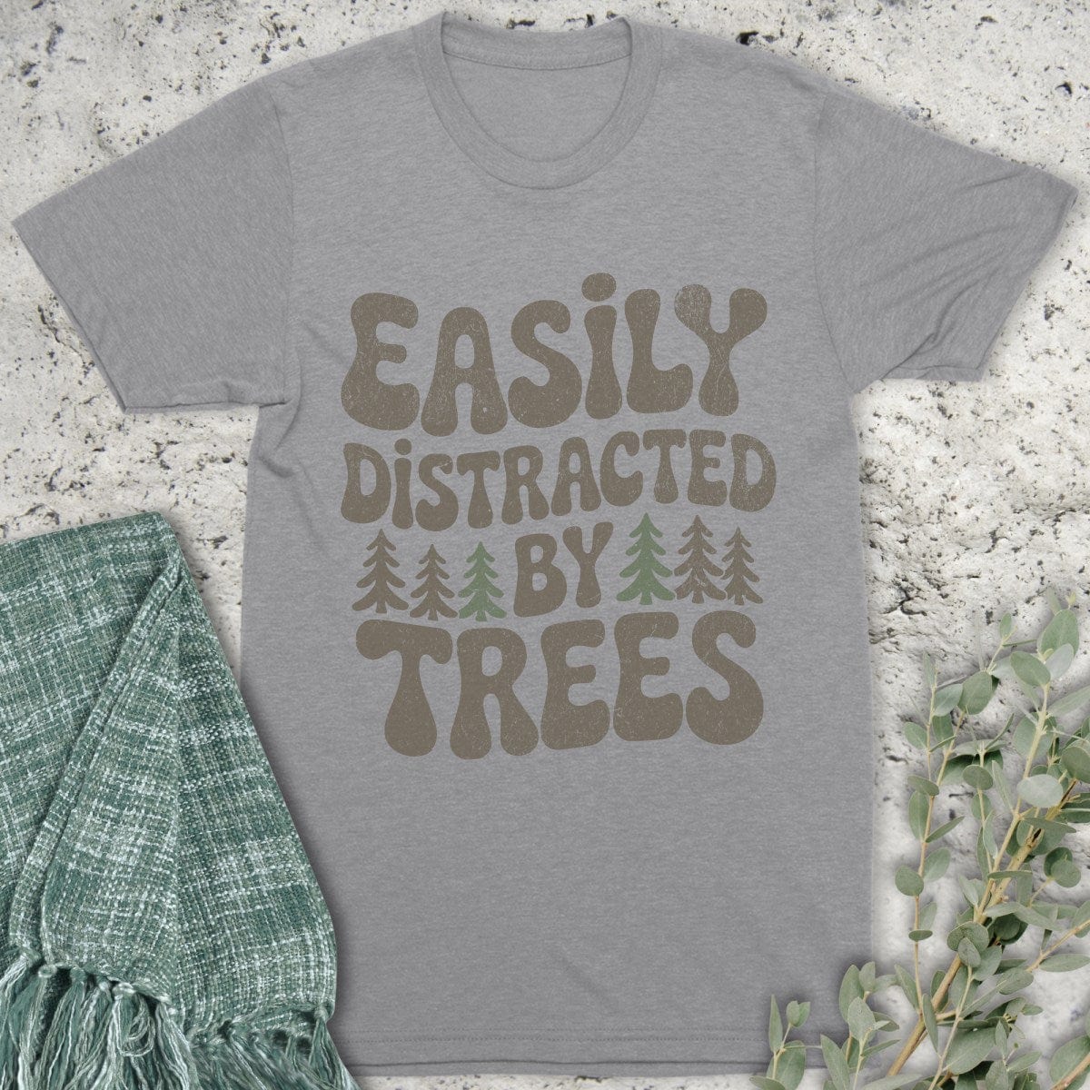 Stepping Green T-Shirt Retro Tree Distraction T-Shirt
