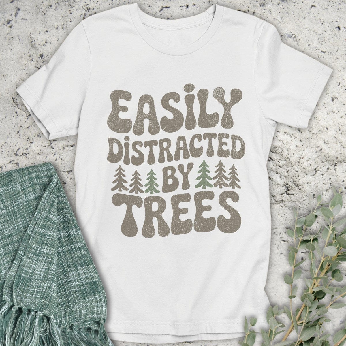 Stepping Green T-Shirt Retro Tree Distraction T-Shirt