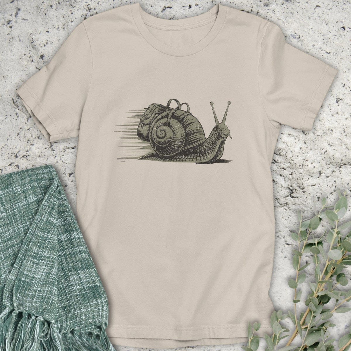 Stepping Green T-Shirt Snail on Trail T-Shirt