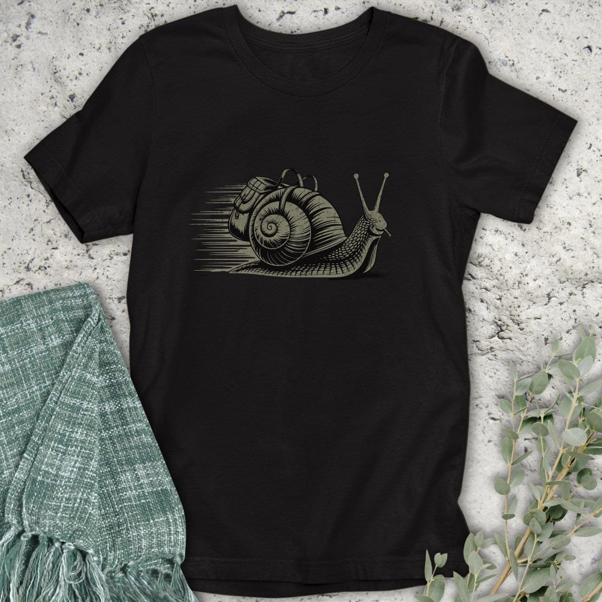 Stepping Green T-Shirt Snail on Trail T-Shirt