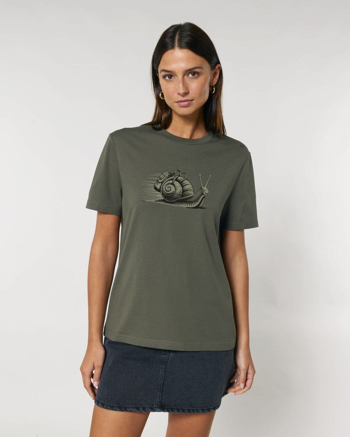 Stepping Green T-Shirt Snail on Trail T-Shirt