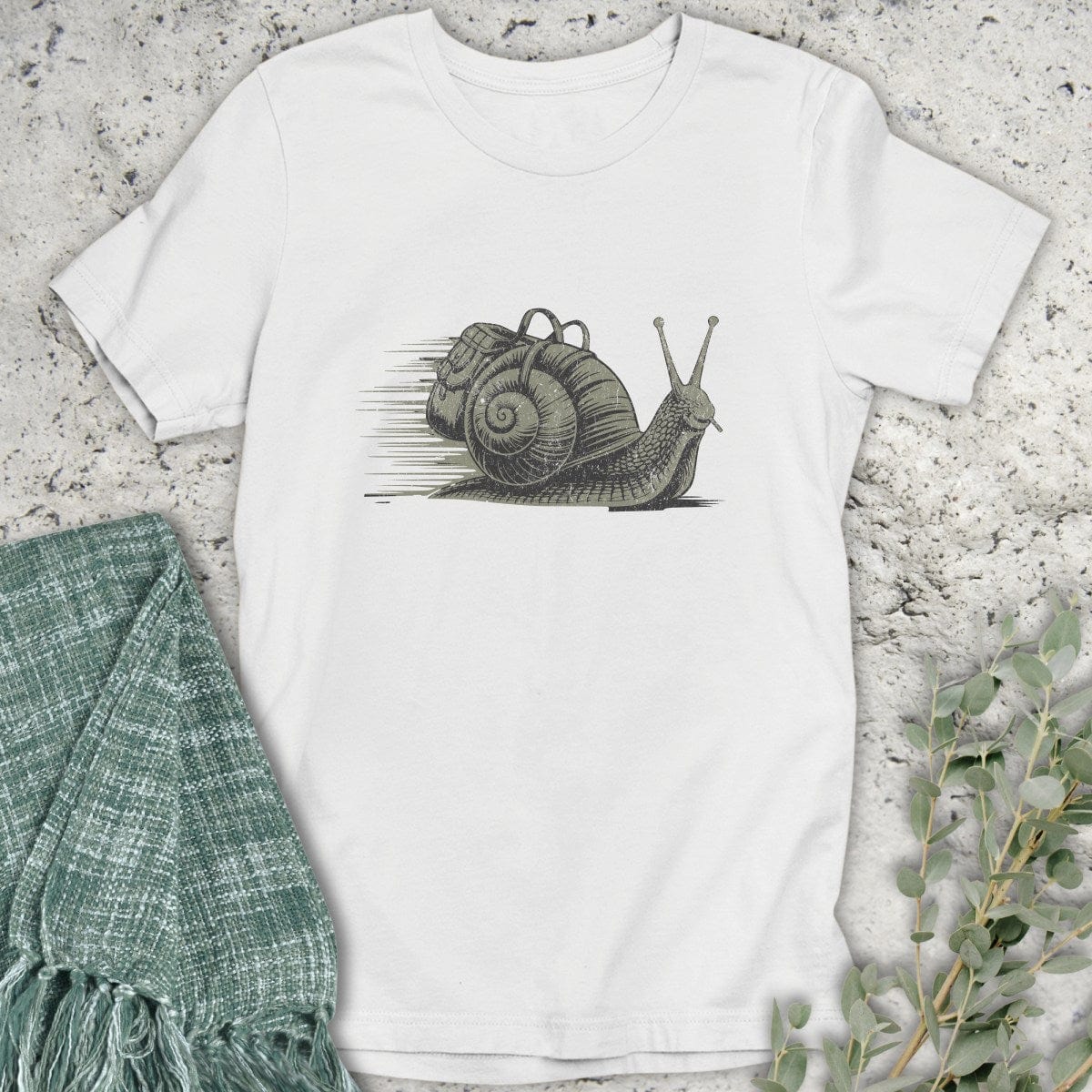 Stepping Green T-Shirt Snail on Trail T-Shirt