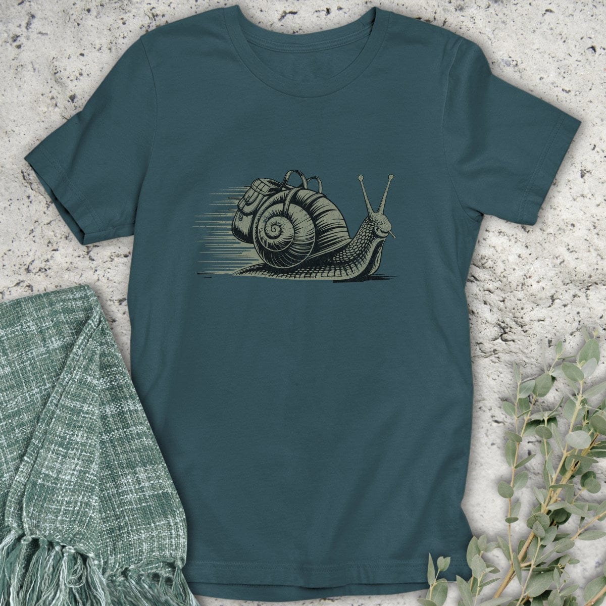 Stepping Green T-Shirt Snail on Trail T-Shirt