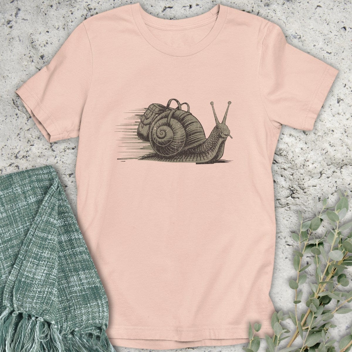 Stepping Green T-Shirt Snail on Trail T-Shirt