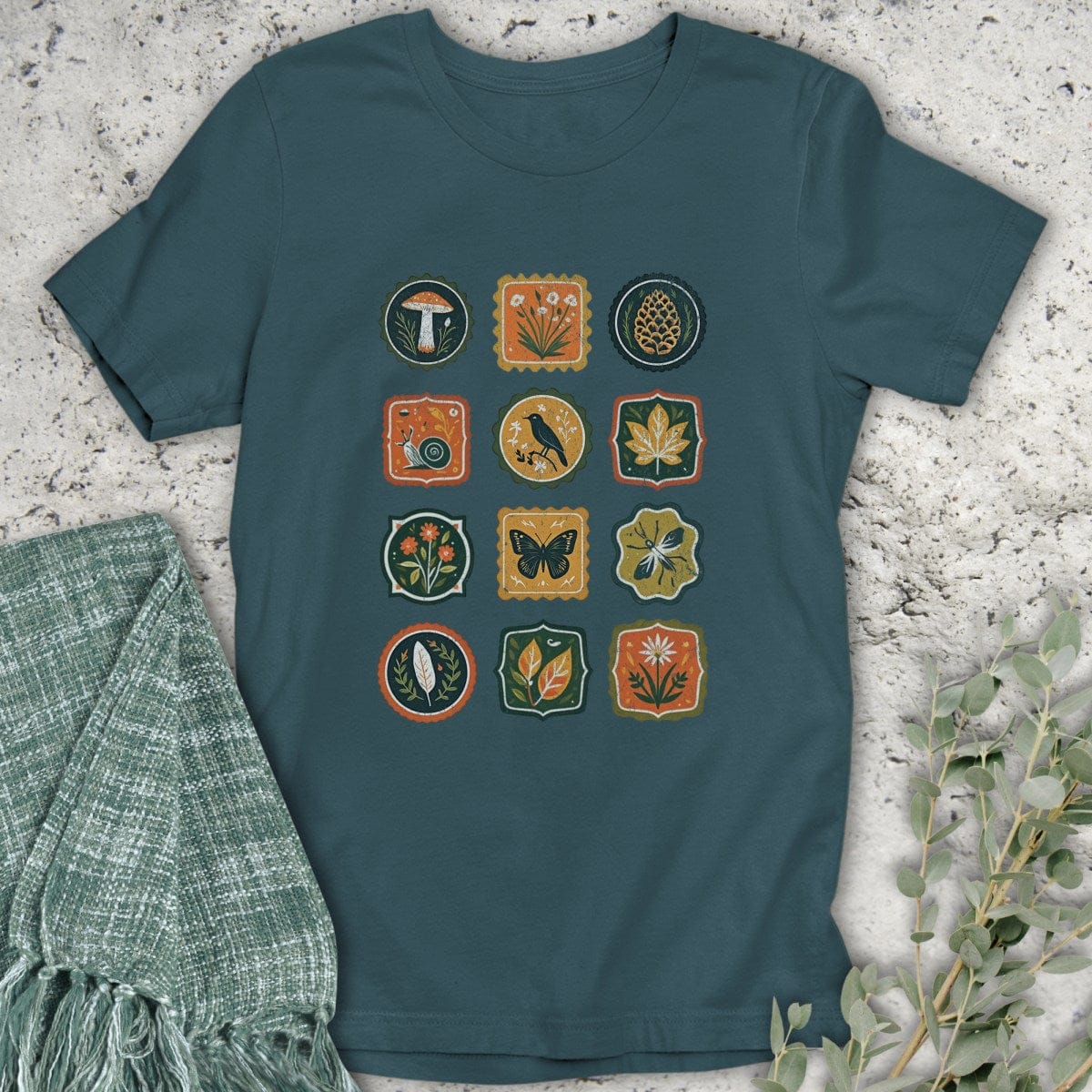 Stepping Green T-Shirt Stamp Badges Organic T-Shirt