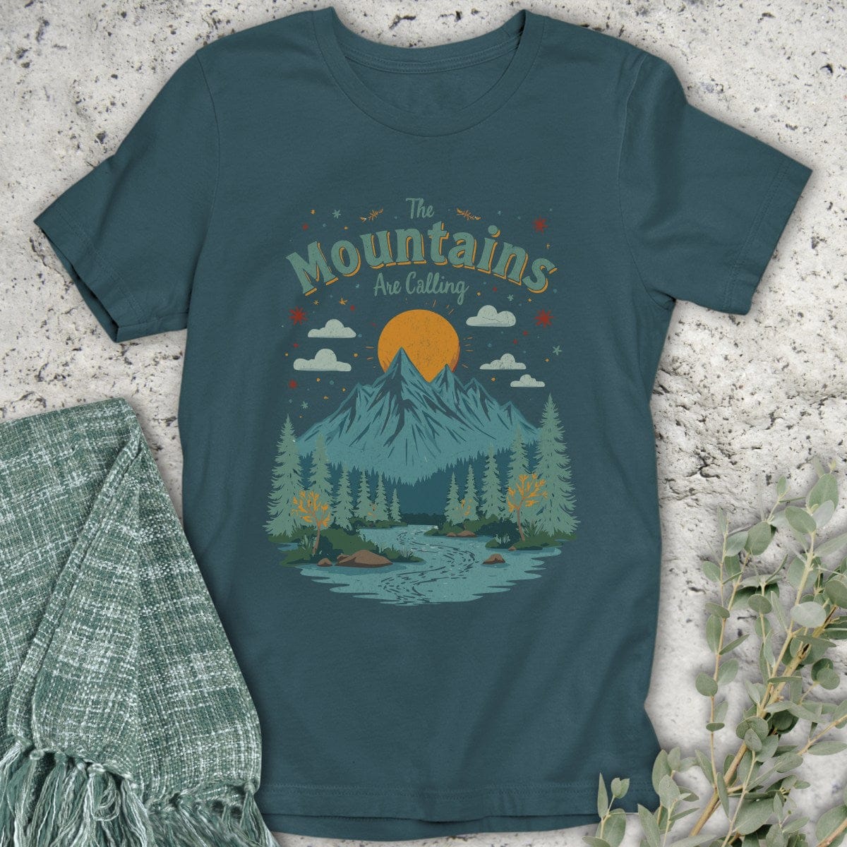 Stepping Green T-Shirt Stars Mountains Are Calling Organic T-Shirt