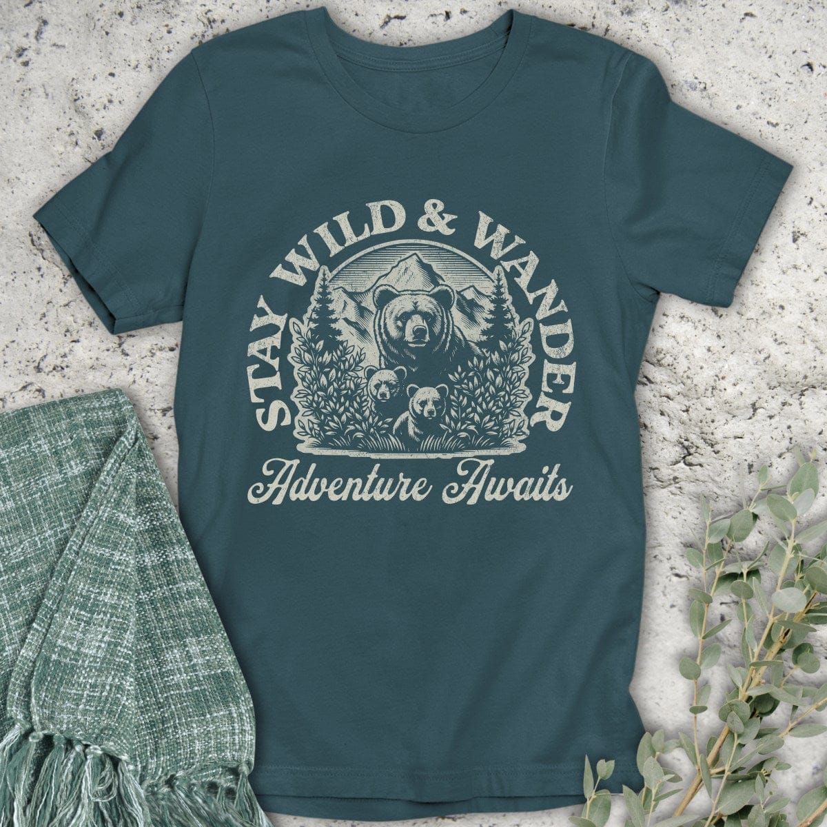 Stepping Green T-Shirt Stay Wild and Wander Organic T-Shirt