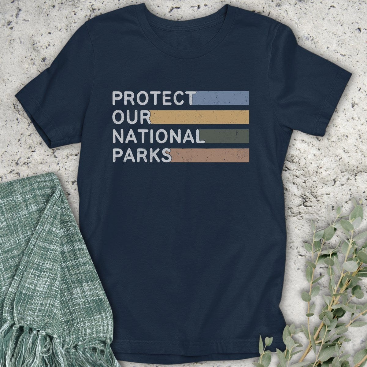 Stepping Green T-Shirt Striped Protect Parks T-Shirt