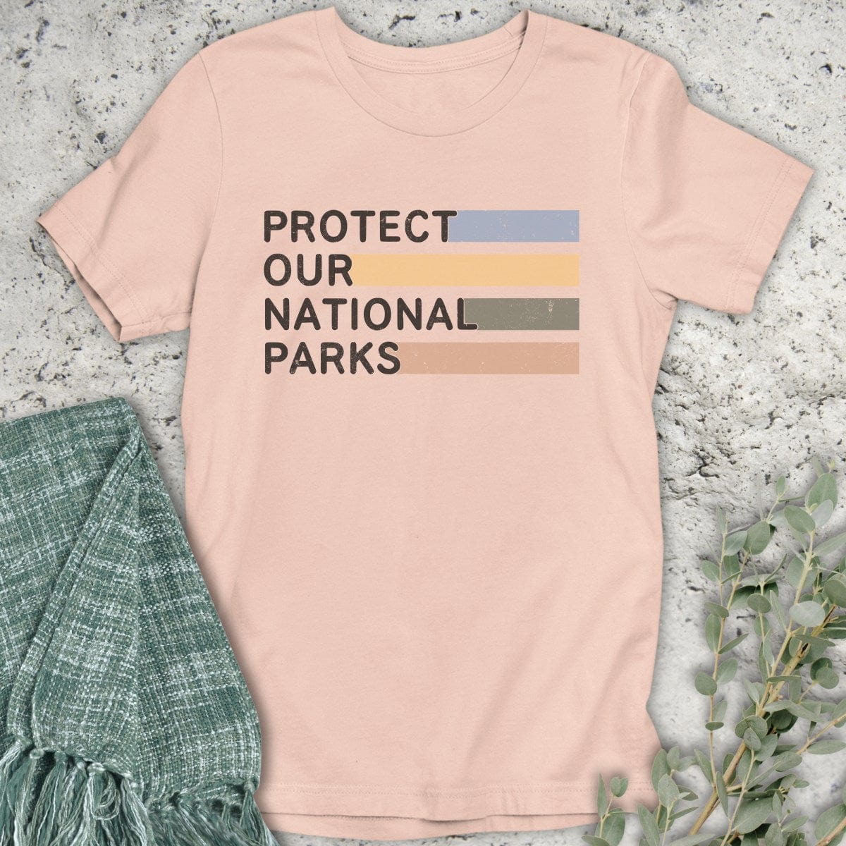 Stepping Green T-Shirt Striped Protect Parks T-Shirt