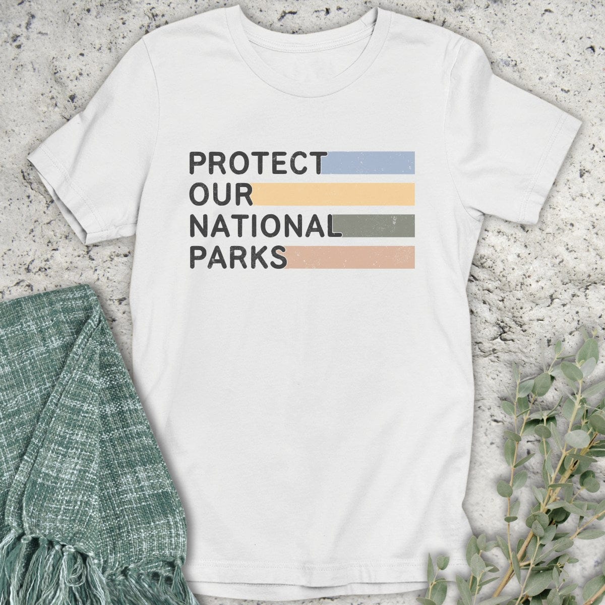 Stepping Green T-Shirt Striped Protect Parks T-Shirt