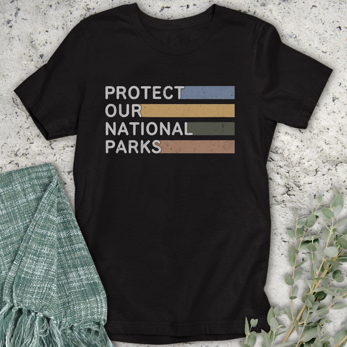 Stepping Green T-Shirt Striped Protect Parks T-Shirt