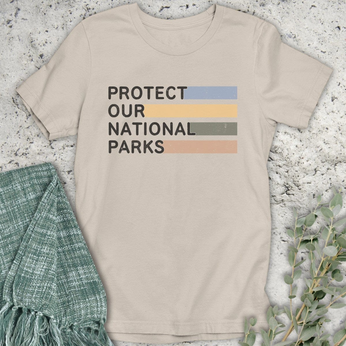 Stepping Green T-Shirt Striped Protect Parks T-Shirt