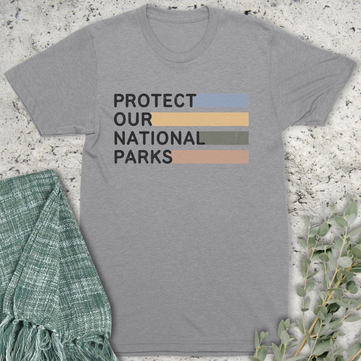 Stepping Green T-Shirt Striped Protect Parks T-Shirt